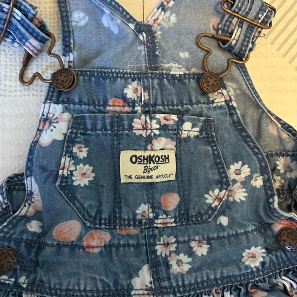 OshKosh B'gosh Blue Floral Baby Overalls Dress